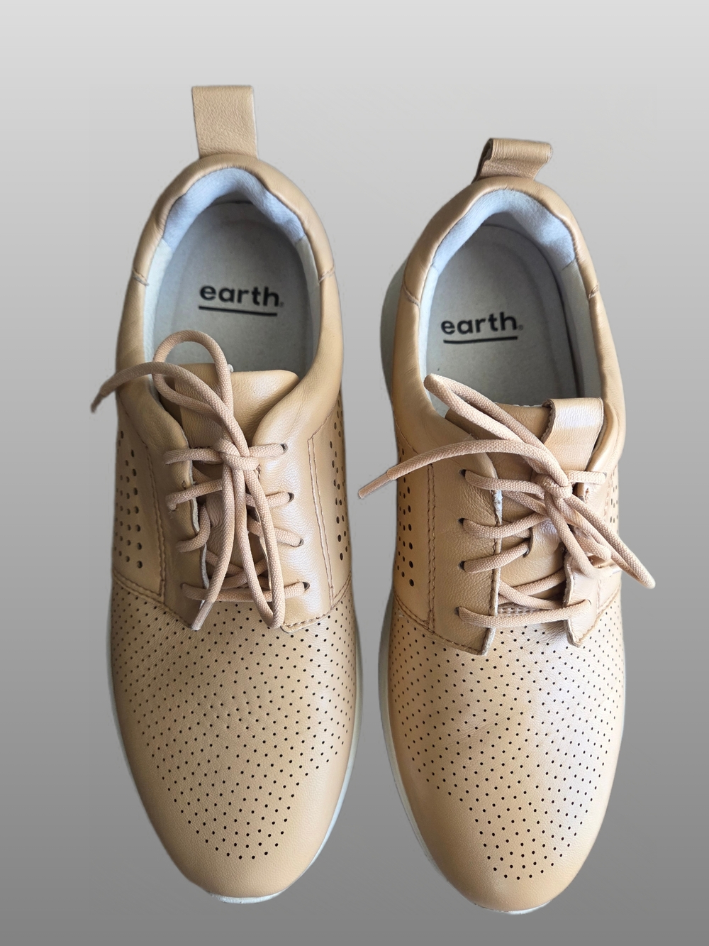 Earth Beige Perforated Leather Sneakers